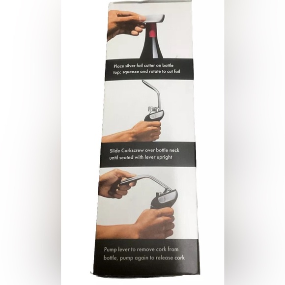 OXO Steel Vertical Lever Corkscrew Wine Bottle Opener w/ Integrated Foil Cutter - Picture 4 of 4